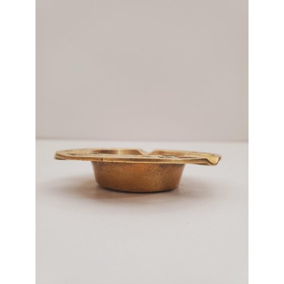 Vintage Solid Brass Ashtray Multi Floral Patterns 1970's Vintage Brass Ashtray - - Picture 9 of 10